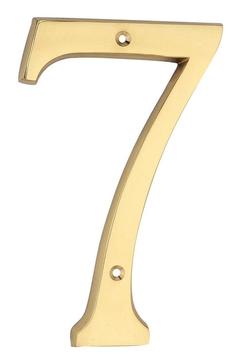 Roseka ROSEKA Metal Crafts Pure Brass Numbers 6 Inch Polished Pure Brass Finish House Door Numbers 7 Golden Weight 150 GMS  - Image 1