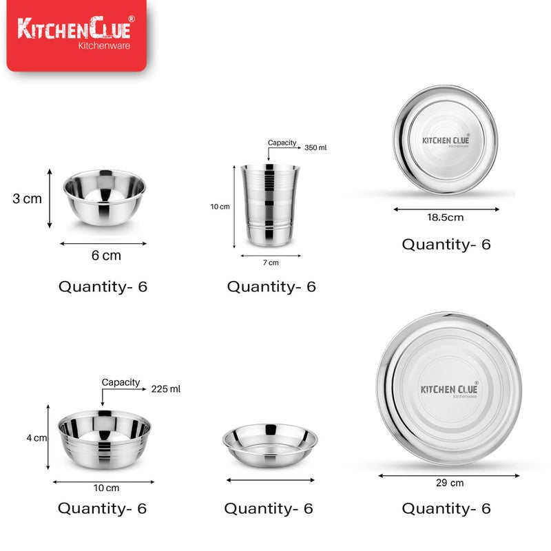 KITCHEN CLUE طقم عشاء من الفولاذ المقاوم للصدأ KITCHEN CLUE I طقم مطبخ من 52 قطعة I طقم عشاء غير قابل للكسر لأدوات المطبخ I طقم عشاء من الفولاذ المقاوم للصدأ متين للاستخدام اليومي مع لمسة فضية لامعة - Image 4