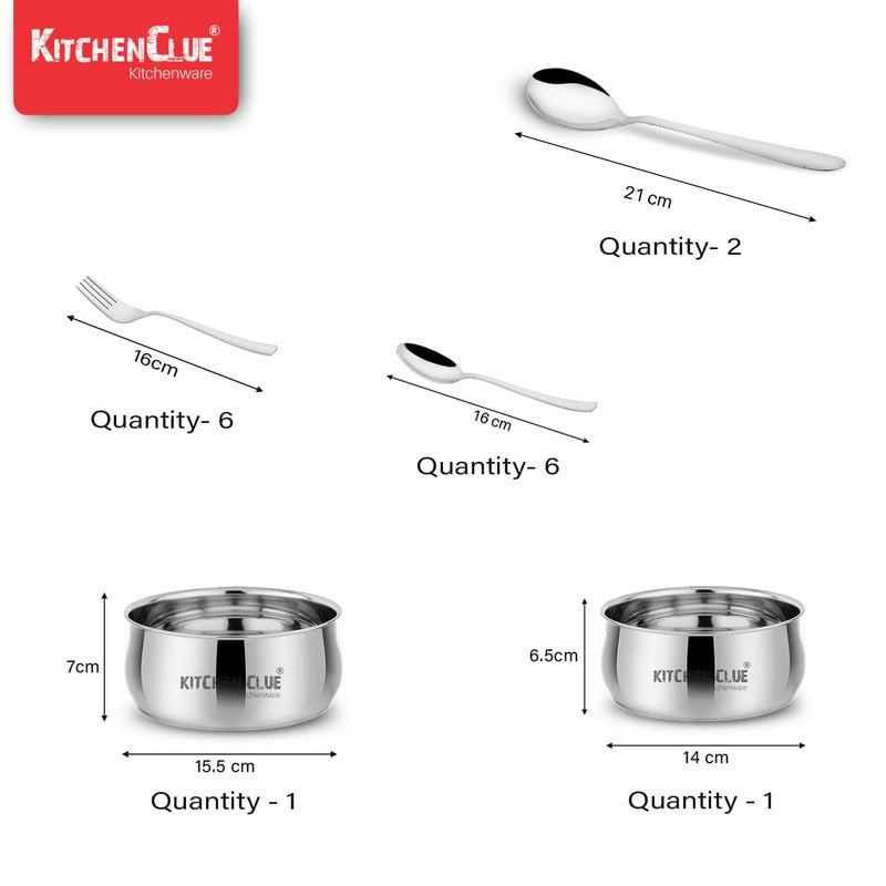 KITCHEN CLUE طقم عشاء من الفولاذ المقاوم للصدأ KITCHEN CLUE I طقم مطبخ من 52 قطعة I طقم عشاء غير قابل للكسر لأدوات المطبخ I طقم عشاء من الفولاذ المقاوم للصدأ متين للاستخدام اليومي مع لمسة فضية لامعة - Image 5