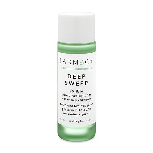 Farmacy 2% Salicylic Acid Toner for Face - Deep Sweep Gentle BHA Exfoliant for Oily Skin - Refines Texture with Papaya Enzymes & Moringa Water for a Healthy-Looking Complexion (50ml)