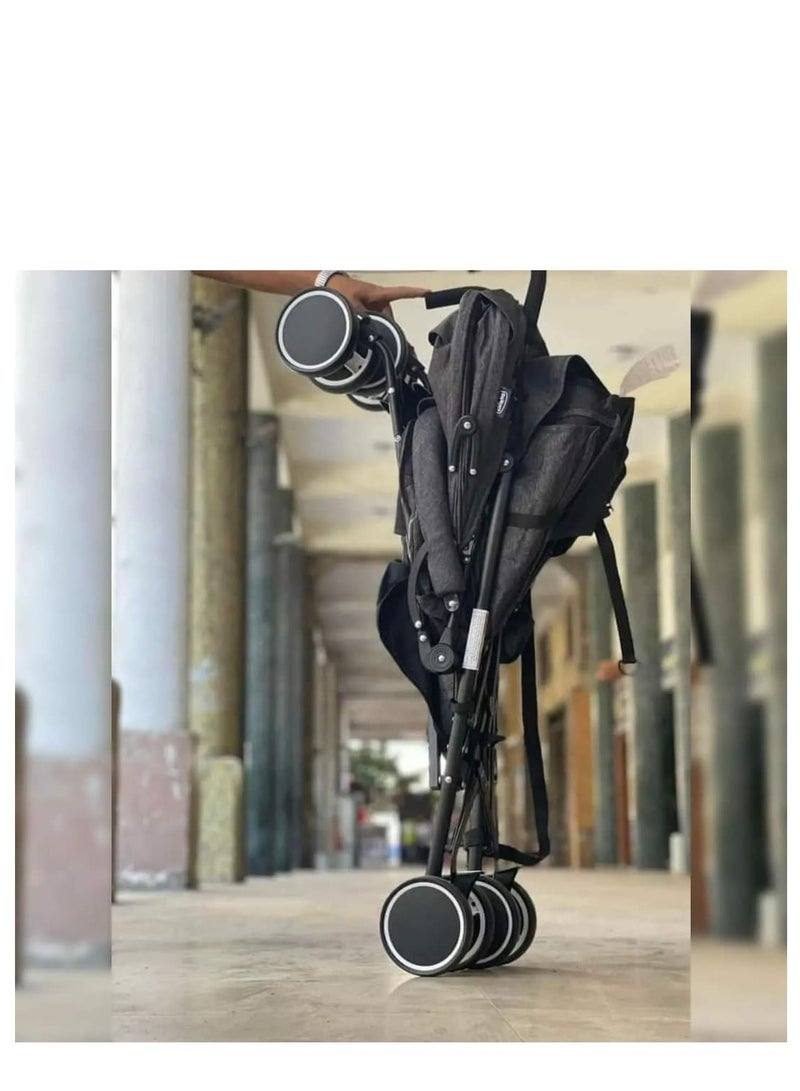 شيكو عربة أطفال شيكو عكاز جراي بتبطين دبل لراحه الطفل أثناء الجلوس والنوم وبها سله تخزين لاساسيات الطفل أثناء الرحلة - Image 3