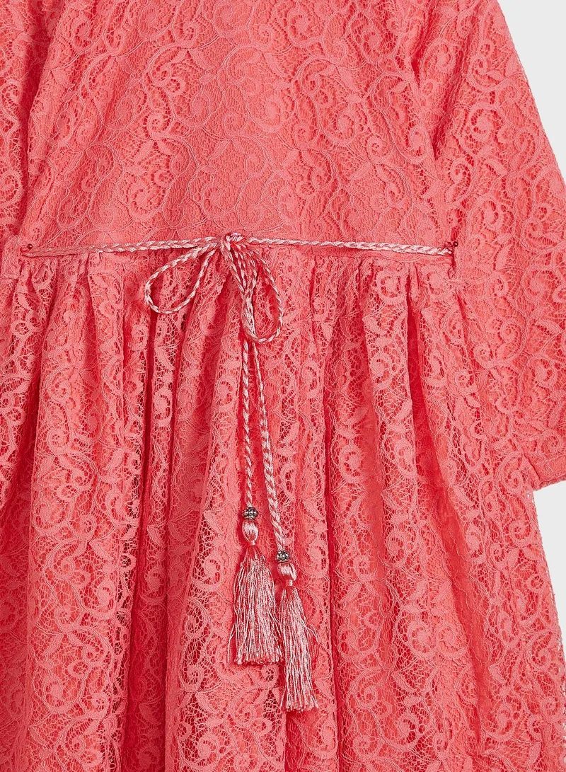 Little Golden Apple Little Lace Detailed Dress
