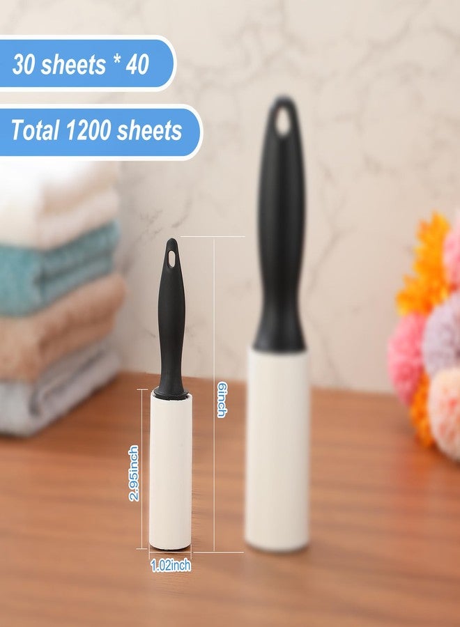 Zhehao مجموعة زهاو 40 لفة مصغرة لإزالة الوبر 1200 ورقة حجم السفر مزيلات الوبر المحمولة للملابس شعر الحيوانات الأليفة الأثاث الأريكة السجاد مقاعد السيارة (6 × 1.02 بوصة، أسود) - Image 2