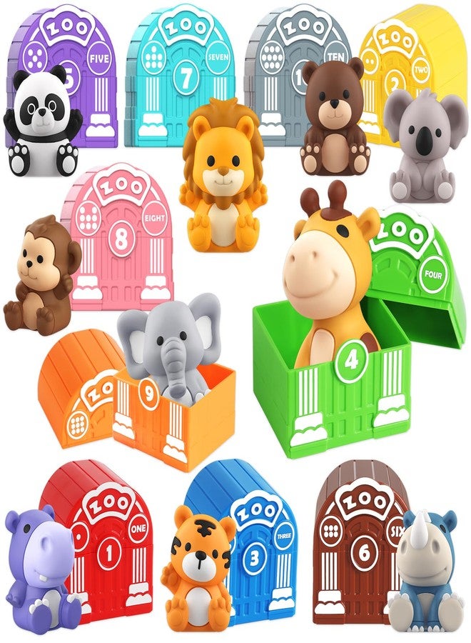 AuroTops Toddler Toy for 1 2 3+ Years Old, Learning Toy for Toddlers with 20PCS Safari Animal Toy, Montessori Educational Toy for Kids, Easter Gift Toy with 10 Animals &10 Houses for Babies Boys Girls - Image 1