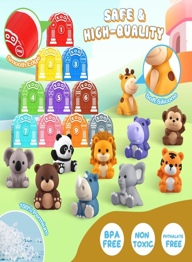 AuroTops Toddler Toy for 1 2 3+ Years Old, Learning Toy for Toddlers with 20PCS Safari Animal Toy, Montessori Educational Toy for Kids, Easter Gift Toy with 10 Animals &10 Houses for Babies Boys Girls - Image 4
