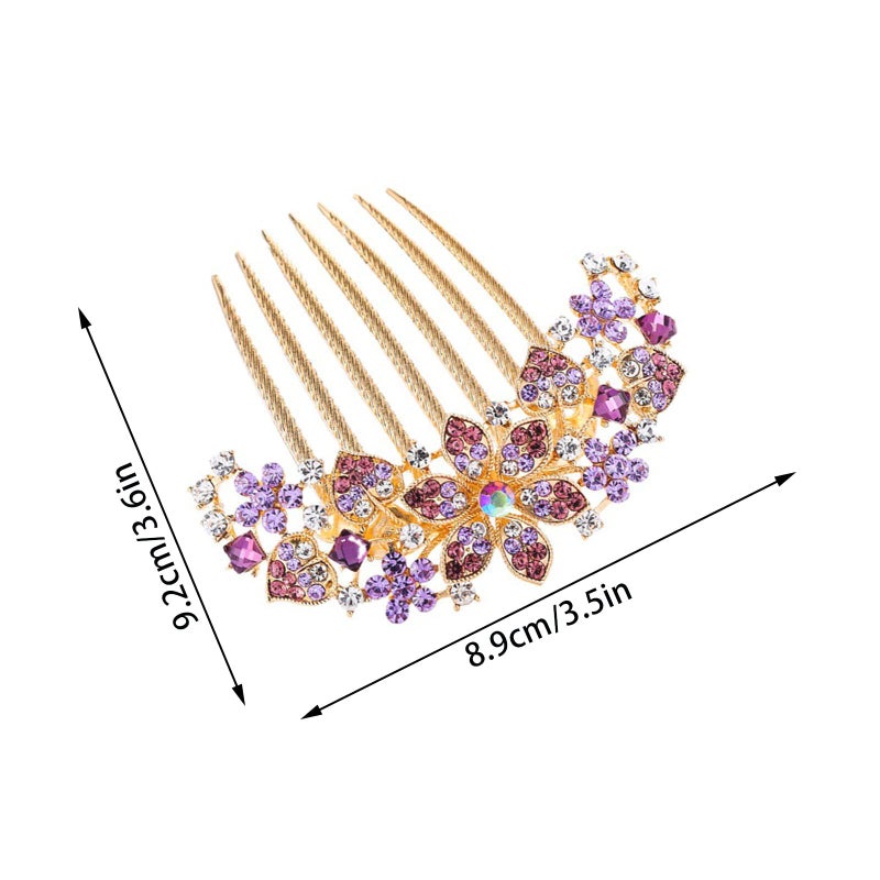 KuuGuu 4 PCS Rhinestone Inlaid Flower Hair Comb for Women Girls Floral Hair Side Combs Sparkle Crystals Hair Pin Bridal Wedding Hair Accessories for Christmas, Parties, Prom, Dance - Image 2