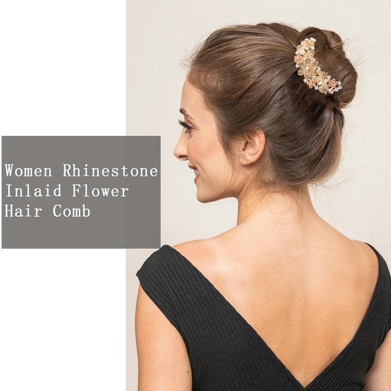 KuuGuu 4 PCS Rhinestone Inlaid Flower Hair Comb for Women Girls Floral Hair Side Combs Sparkle Crystals Hair Pin Bridal Wedding Hair Accessories for Christmas, Parties, Prom, Dance - Image 4