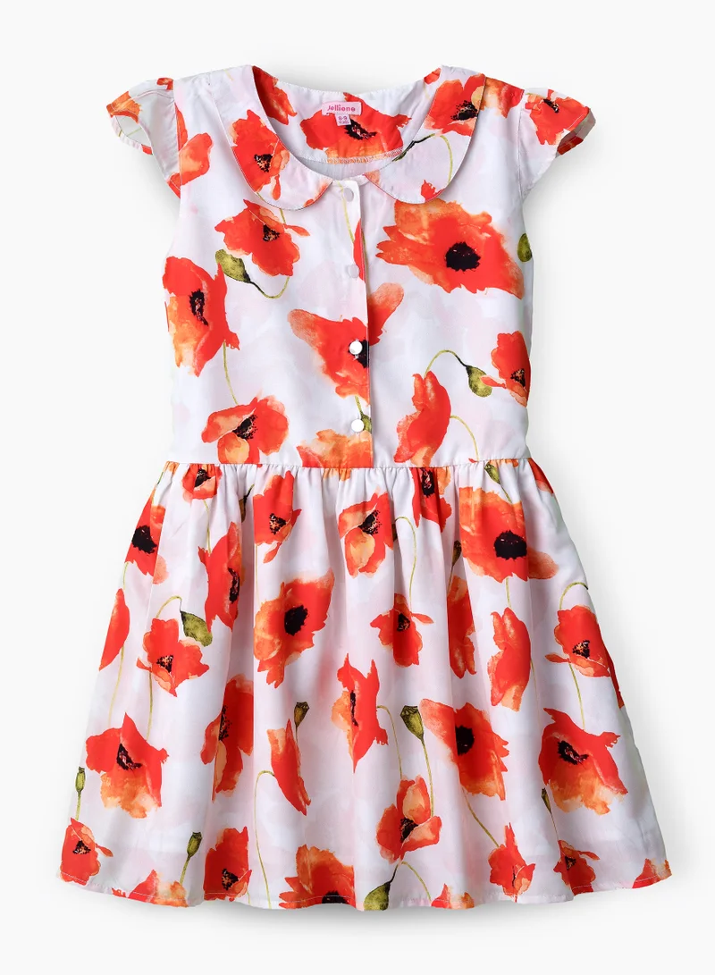 Jelliene Girls Poppy Floral Button Front Dress