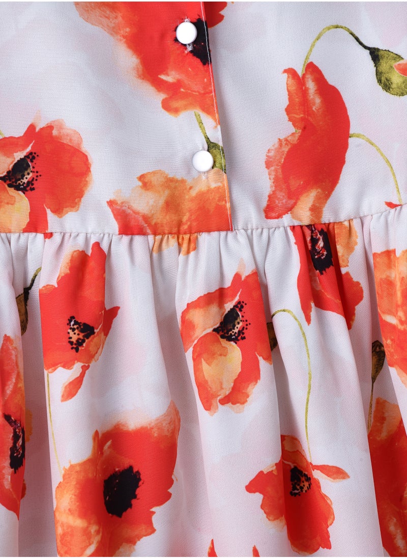 Jelliene Girls Poppy Floral Button Front Dress  - Image 3