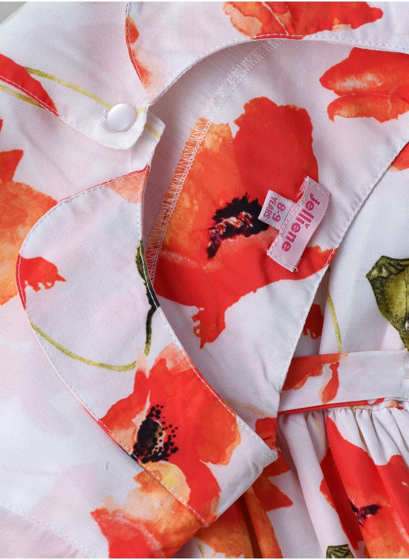 Jelliene Girls Poppy Floral Button Front Dress  - Image 4