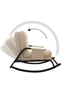 Organized Home Rocking Chair Leisure Adjustable Back Chair Single Leisure Lazy Sofa With Storage Bag Suitable For Living Room Bedroom Balcony (White frame)  - Image 4