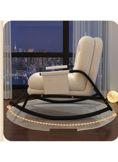 Organized Home Rocking Chair Leisure Adjustable Back Chair Single Leisure Lazy Sofa With Storage Bag Suitable For Living Room Bedroom Balcony (White frame)  - Image 5