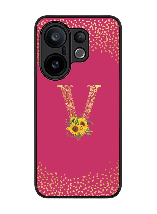 Stylizedd For vivo X200 FE / S30 Pro mini Case,Slim fit Camera Protection, Shockproof Thin Phone cover  - Custom Floral Monogram - V ( Deep Pink )
