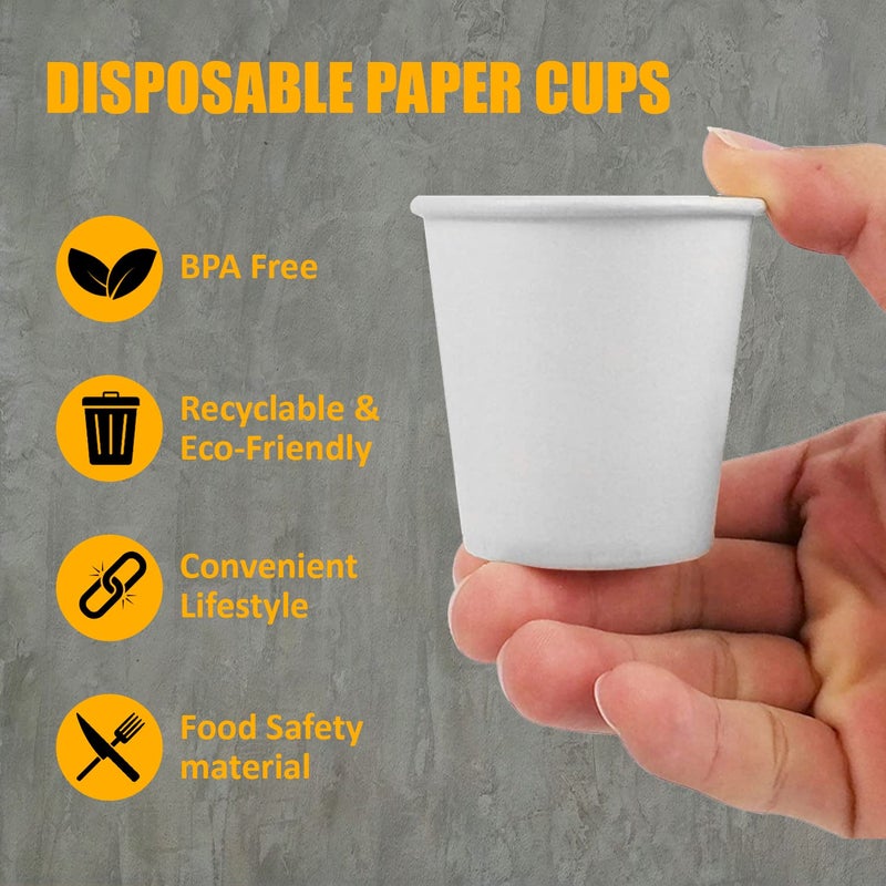 Smygoods White Paper Hot Cups  Paper Hot Cups with Lids  4oz  Coffee Cups  & Tea Cups 100 Pack - Image 2