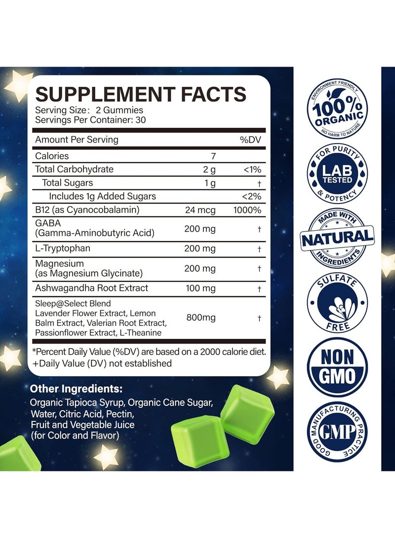 NEVISS جلوى النوم خالية من الميلاتونين للبالغين - غابا، إل-تريبتوفان، مغنيسيوم، أشواغاندا - غير مسبب للإدمان، مساعدة للاسترخاء العميق - نباتي، بنكهة ليمون ماير، عبوة 2 - Image 2
