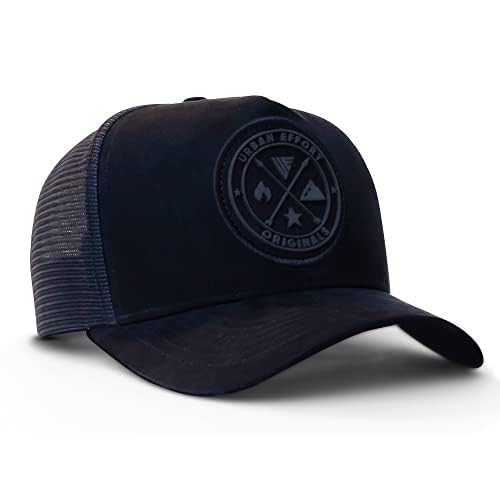 Urban Effort Mesh Trucker Hat,Men and Womens Trucker Hats with Adjustable Strap,Baseball Snapback Closure for Mountaining,Hunting&Hiking (Black/Black, Curved Trucker) - Image 2