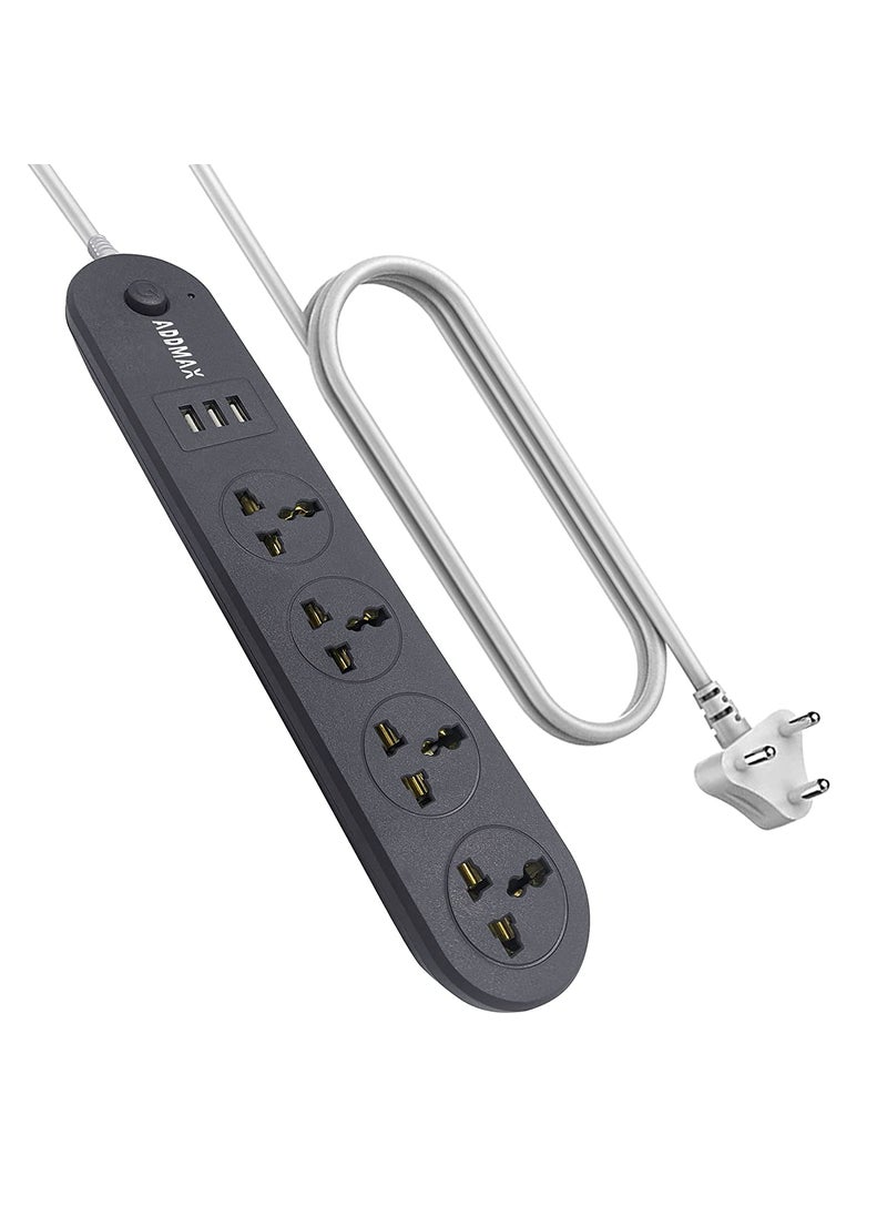 ADDMAX ADDMAX Extension Cord with USB Port 10Amp 220V5060Hz 4 Socket Outlet with 3 USB Port Fire Flame Proof USB Charging Port18 Meter Cord Multi Plug Power Strip Extension Board  - Image 1