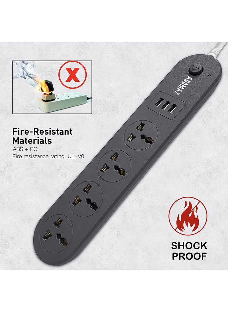 ADDMAX ADDMAX Extension Cord with USB Port 10Amp 220V5060Hz 4 Socket Outlet with 3 USB Port Fire Flame Proof USB Charging Port18 Meter Cord Multi Plug Power Strip Extension Board  - Image 4