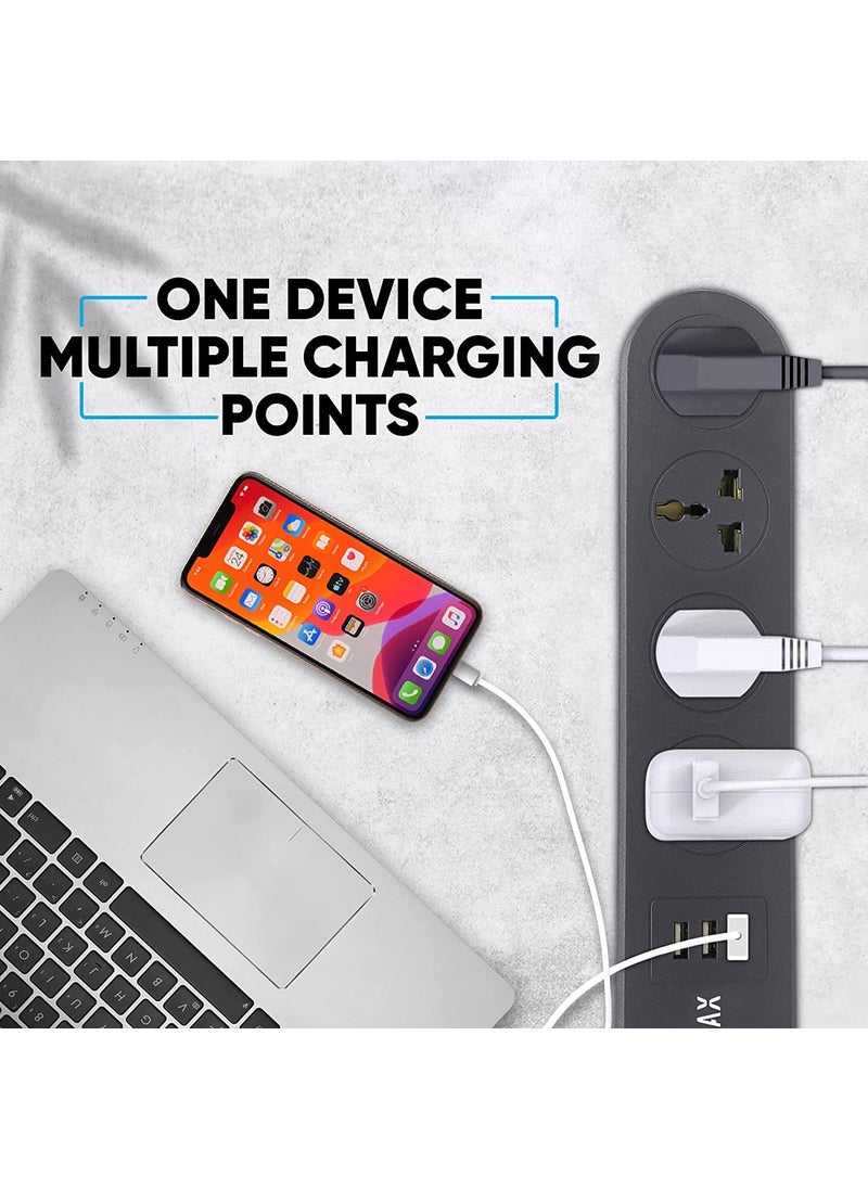 ADDMAX ADDMAX Extension Cord with USB Port 10Amp 220V5060Hz 4 Socket Outlet with 3 USB Port Fire Flame Proof USB Charging Port18 Meter Cord Multi Plug Power Strip Extension Board  - Image 5