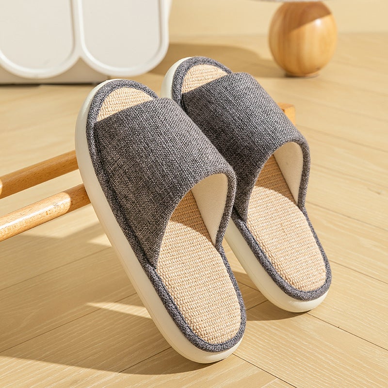 Linen Slippers for Women in Spring and Autumn, Sweat-Absorbent, Non-Slip, Indoor, Japanese Style, Breathable, Soft-Soled, Candy-Colored, Lightweight - Image 1