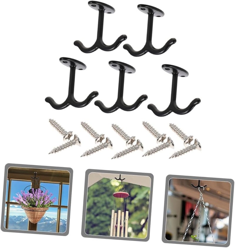 خطافات سوداء ثقيلة فوق الباب للملابس والمعاطف والقبعات والمظلات وحامل التعليق الحائطي - Image 3