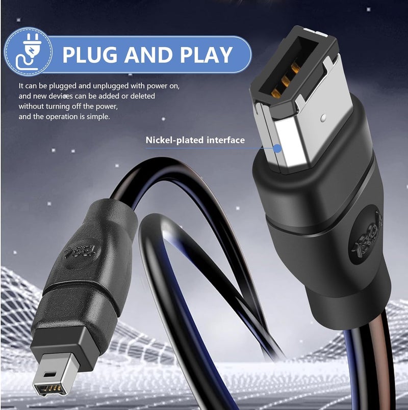 PASOW Firewire Cable 4 Pin to 6 Pin iLink DV Cable Firewire 400 IEEE 1394 Cord for Computer to Digital Camera Camcorder - 6 feet - Image 5