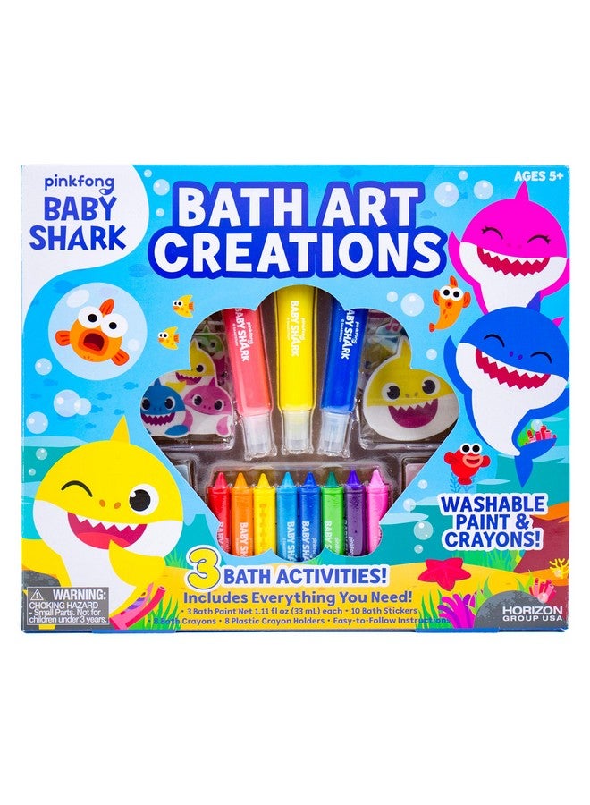 BABY SHARK Baby Shark Bath Art Creations Play Set for Kids & Toddlers - Draw Washable Artwork During Bathtime or Shower Time - Dissolvable & Washable Paints, Crayons & Stickers for Kids Ages 3, 4, 5, 6 - Image 1