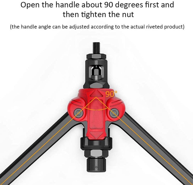 Hand Riveter Tool: Red Ergonomic Non-Slip Handle - High Durability 50# Carbon Steel Nut Setting Tool with 7 Interchangeable Spindles 35 Rivet Nuts Alloy Steel Wrench Toolbox for Auto Furniture DIY Pro - Image 5