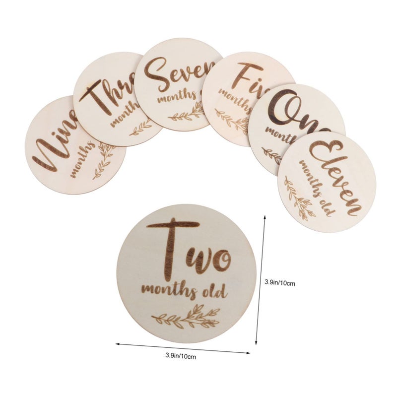 6pcs Double Sided Baby Monthly Growth Tracking Cards Safe Wood Commemorative Cards Newborn Photo Props Keepsakes Neutral Color - Image 3