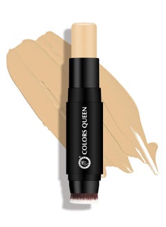 Fix Blend Matte Foundation Stick Full Coverage Waterproof Inbuilt Blending Brush All Skin Type 03 Shell Beige 12G