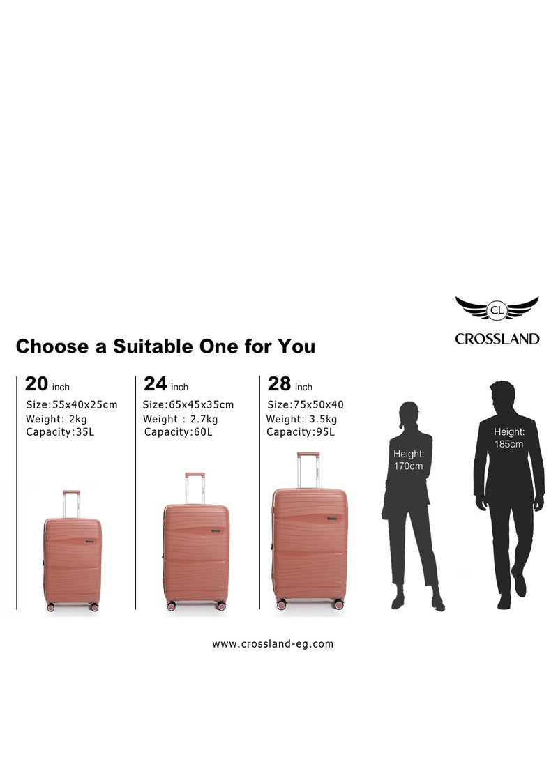 Crossland - CROSSLAND 3 Pcs.Set of Unbreakable Trolley Luggage With TSA Lock, Double Expandable Zipper and 4 Silent Move Spinners Wheels - Image 1