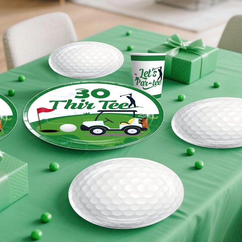 Xynic Golf 30th Birthday Decorations for Him, Golf Theme 30th Birthday Party Decorations with Thir-Tee Golf Themed Tableware Set, Banner, Hanging, Waterproof Tablecloth, Cake Topper, Serves 20 - Image 5