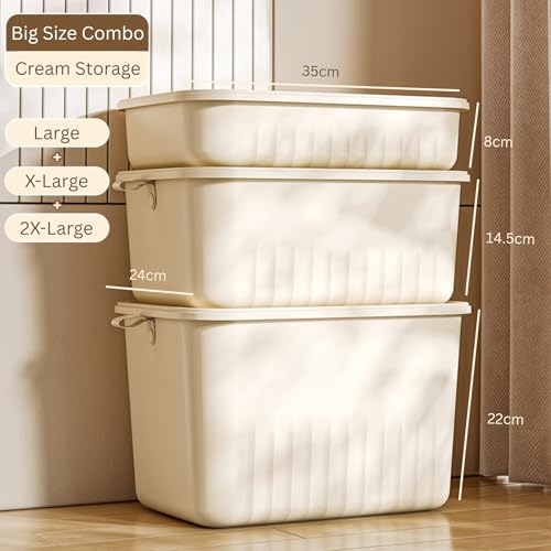 KREPS® Multi Purpose Plastic Storage Bins Stackable Organizer Boxes with Lids, Stackable Crates for Home & Kitchen, items like books, clothes, snacks, toys. (ALL SIZE COMBO, ALL) - Image 2