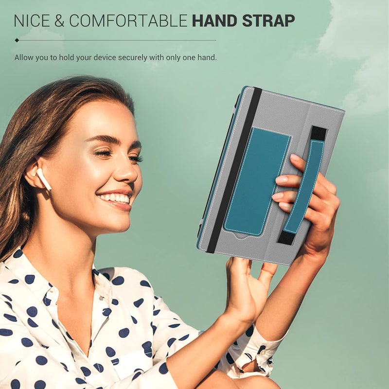 MoKo Universal Case for 6",7" eReaders Tablet - Kobo/Voyager/Lenovo/Sony, Lightweight PU Leather Folio Shell Cover Case, with Hand Strap/Kickstand, Turquoise - Image 5