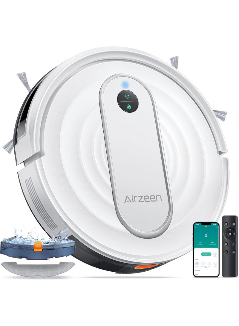 مكنسة روبوت Airzeen J10 مع ممسحة، 4000 باسكال شفط، 3 في 1 ملاحة ذكية، تحكم عبر الواي فاي/أليكسا - Image 1
