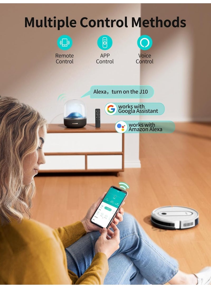 مكنسة روبوت Airzeen J10 مع ممسحة، 4000 باسكال شفط، 3 في 1 ملاحة ذكية، تحكم عبر الواي فاي/أليكسا - Image 5