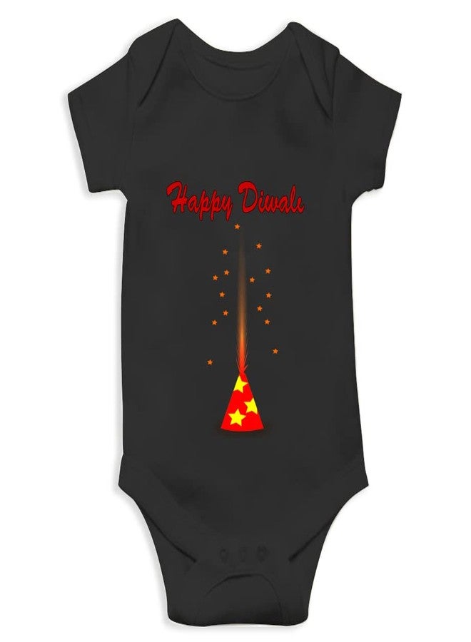 Mott2 Diwali Special Unisex Baby Romper - First Diwali (9-12 Months Black) - Image 1