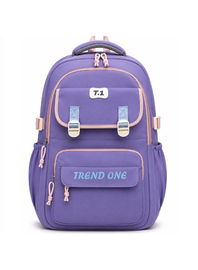 18 Inch School Backpack for Boys & Girls, Large Student Backpack with Multiple Compartments, Front Zipper Pocket, Side Bottle Pockets, Comfortable Carry Handle, 48*32*20 CM