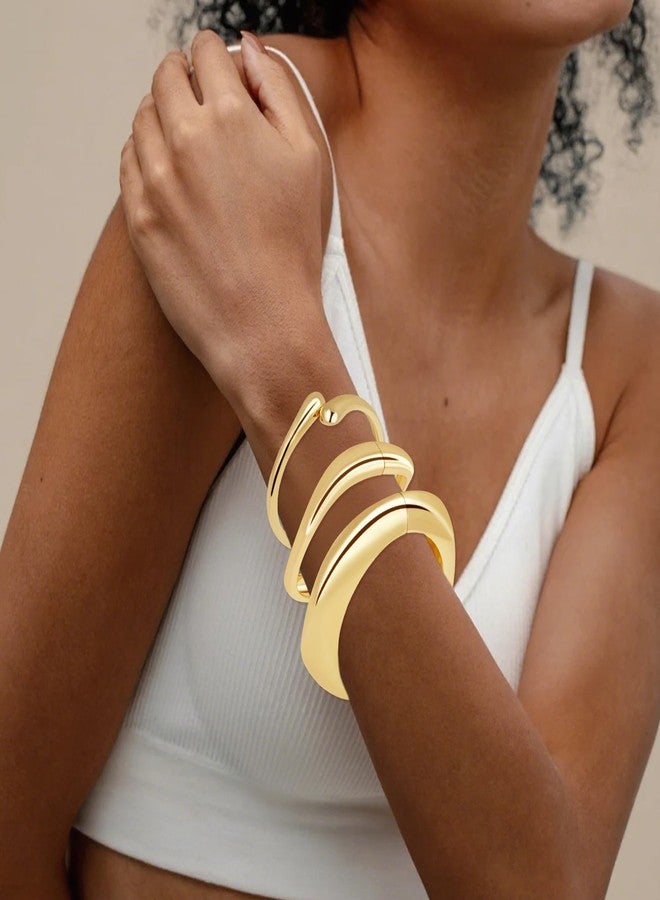 KOLODOGO Chunky Cuff Bangle Bracelets for Women Irregular Hinged Arm Cuff Open Hammered Wide Bracelet as Jewelry Gift - Image 3