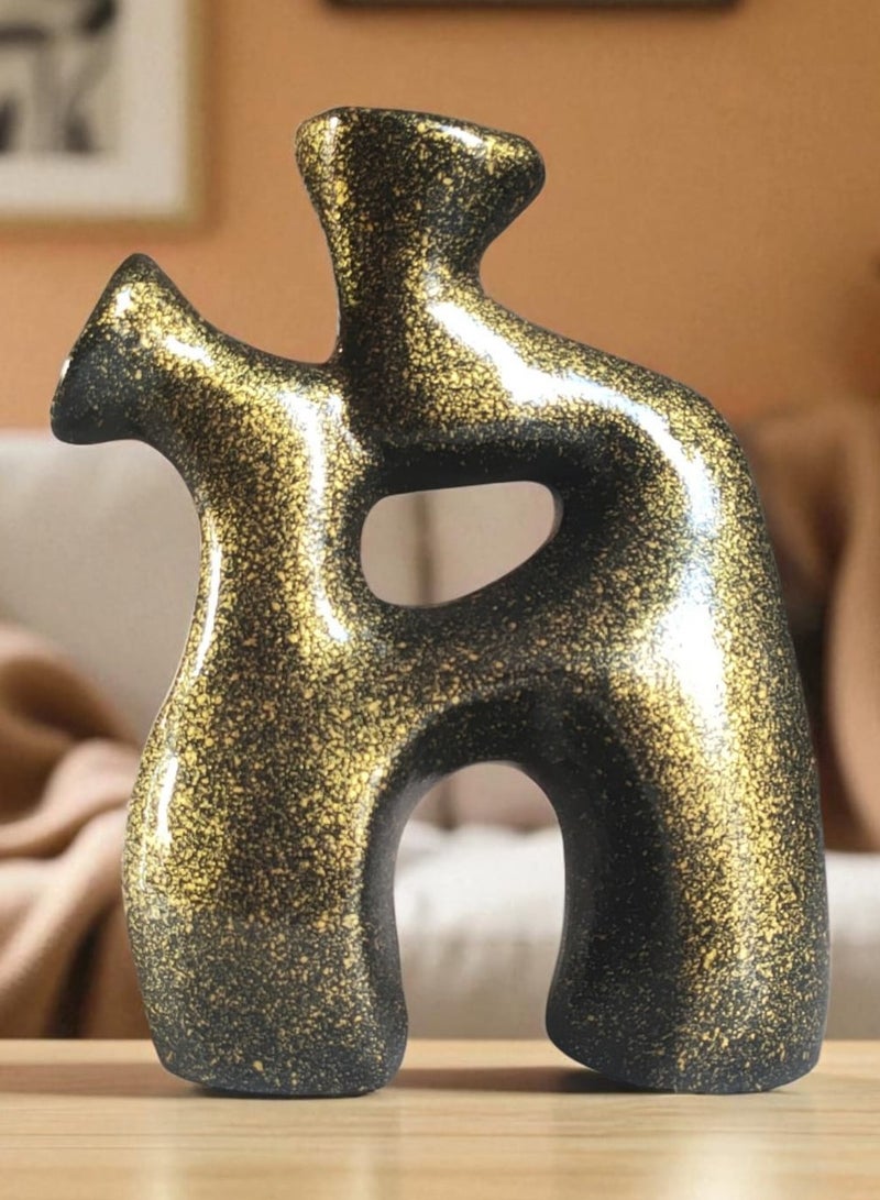 كلور زون بوتري فازة فخارية ديكورية المكتب و المنزل اسود في دهبي 25 سم - Image 1