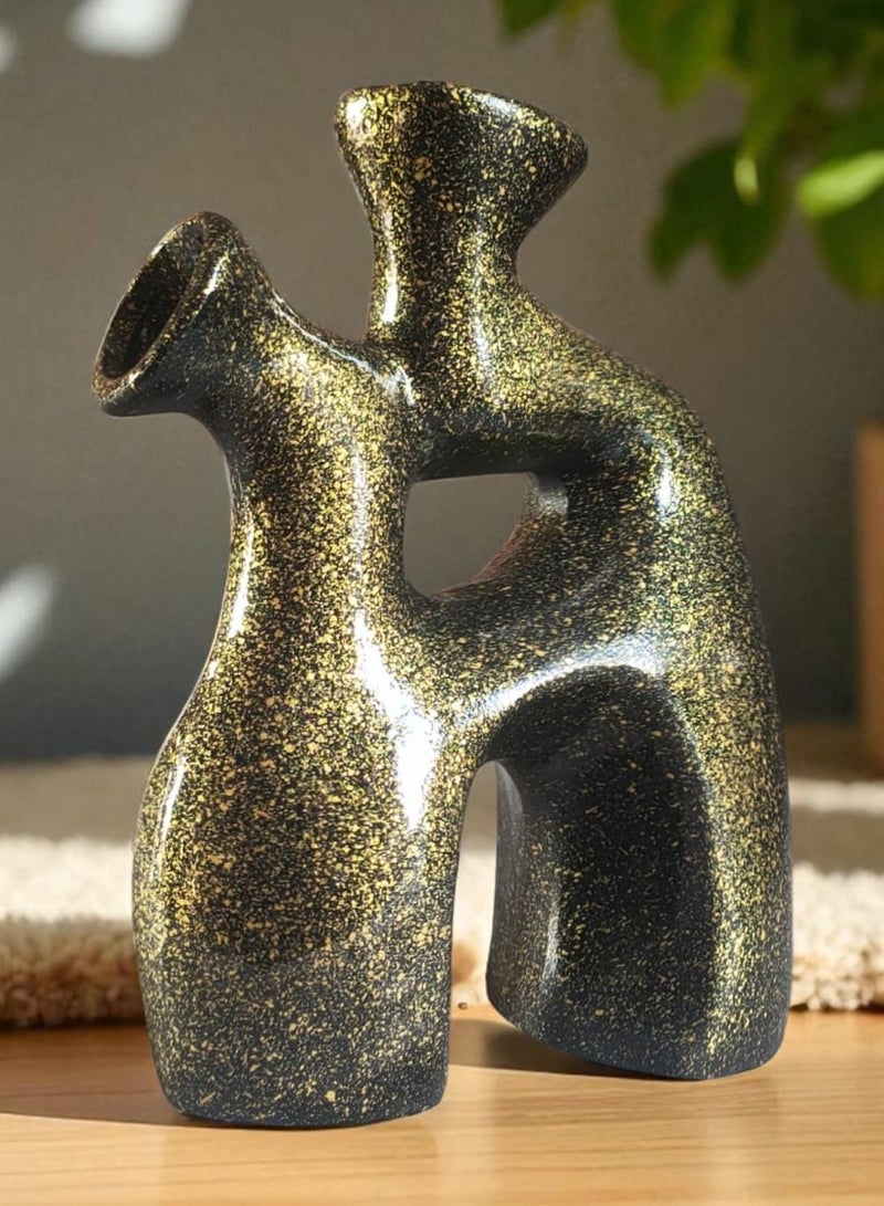 كلور زون بوتري فازة فخارية ديكورية المكتب و المنزل اسود في دهبي 25 سم - Image 2