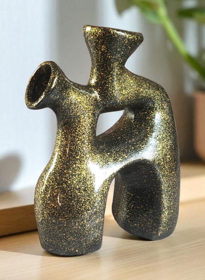 كلور زون بوتري فازة فخارية ديكورية المكتب و المنزل اسود في دهبي 25 سم - Image 3