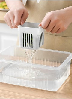 Arabest Food Storage Containers with Lids Airtight, Scallion Preservation Box Fridge Fresh-Keeping Container, 6 Grids Draining Crisper, Portable Divided Fruit Storage Container, Ginger Storage Basket  - Image 3