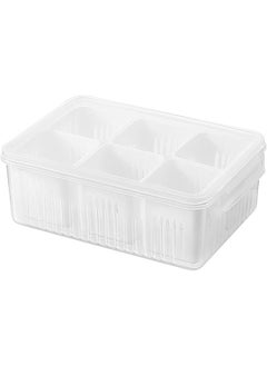 Arabest Food Storage Containers with Lids Airtight, Scallion Preservation Box Fridge Fresh-Keeping Container, 6 Grids Draining Crisper, Portable Divided Fruit Storage Container, Ginger Storage Basket  - Image 2