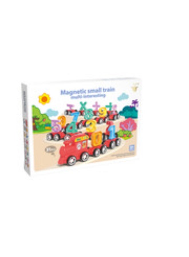 Magnetic Number Train Blocks STEM Educational Toy Set, Pink, 31 Pieces - Image 3