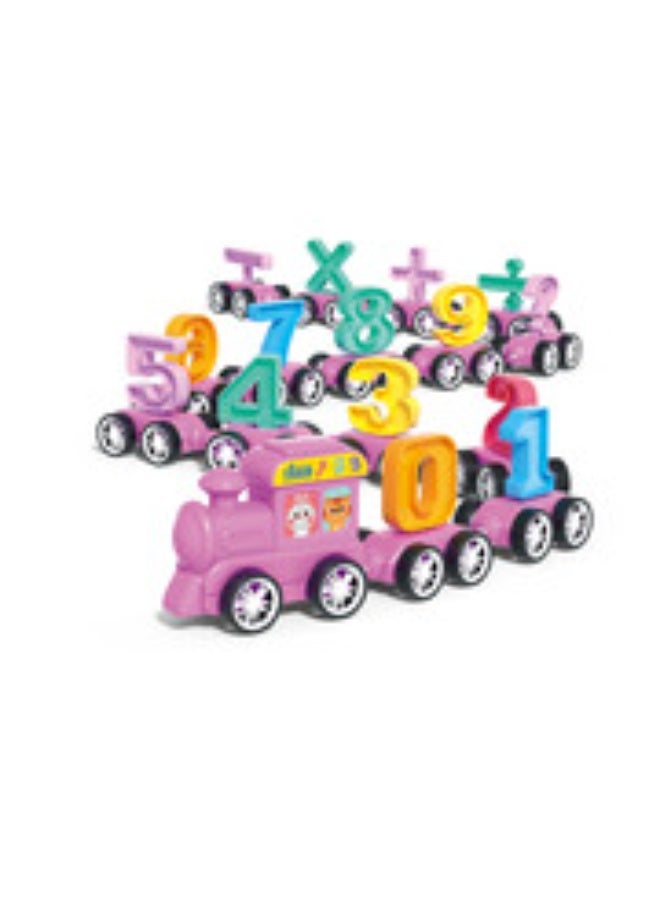 Magnetic Number Train Blocks STEM Educational Toy Set, Pink, 31 Pieces - Image 1