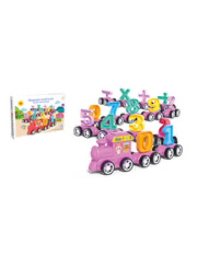 Magnetic Number Train Blocks STEM Educational Toy Set, Pink, 31 Pieces - Image 2