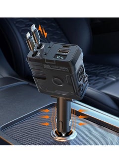 Car Charger with Cables (31.5 inch), 4 in 1 Super Fast Car Phone Charger, 2 USB Ports Car Charger Adapter, Type-C And Lightning Cable