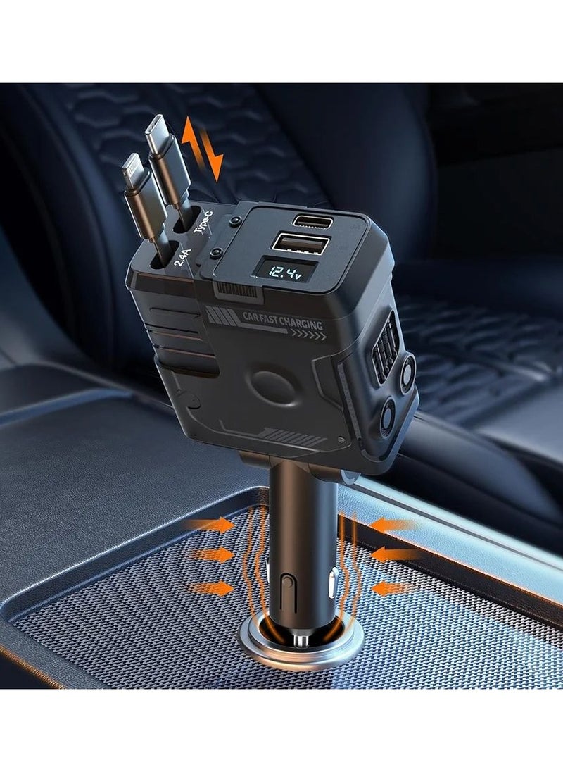 Generic - Car Charger with Cables (31.5 inch), 4 in 1 Super Fast Car Phone Charger, 2 USB Ports Car Charger Adapter, Type-C And Lightning Cable - Image 1