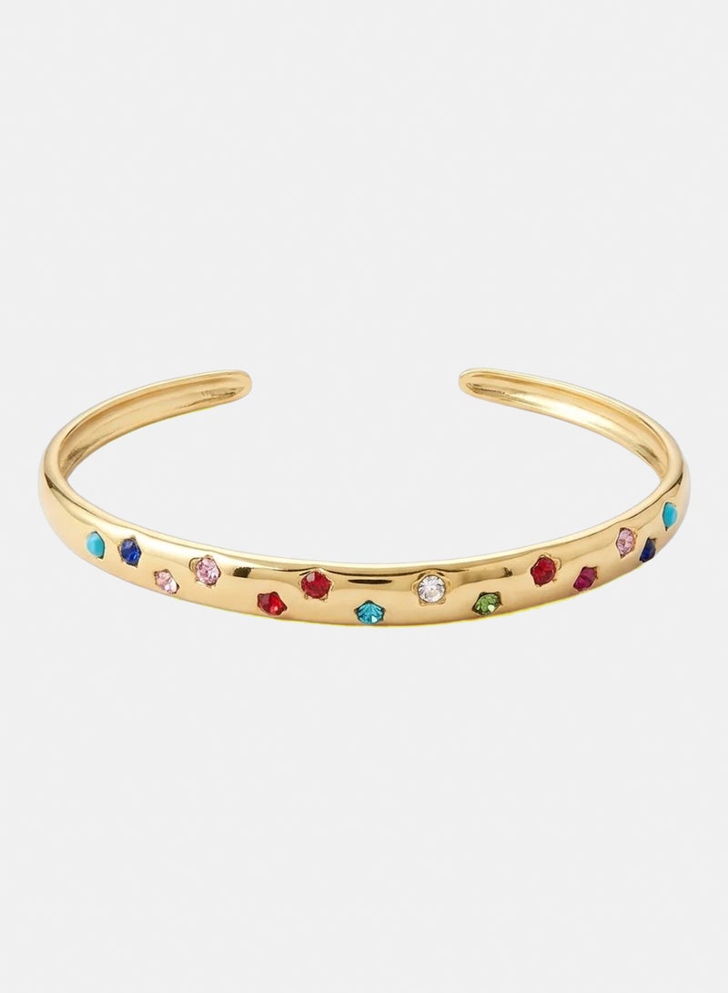 Urban Jewel Colorful Stones Cuff Bracelet (Stainless Steel) - Image 1